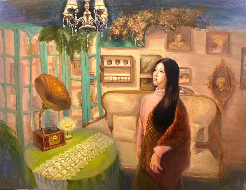 李尹玄美术学221油画224002013《温光晤己》指导教师(王月海)